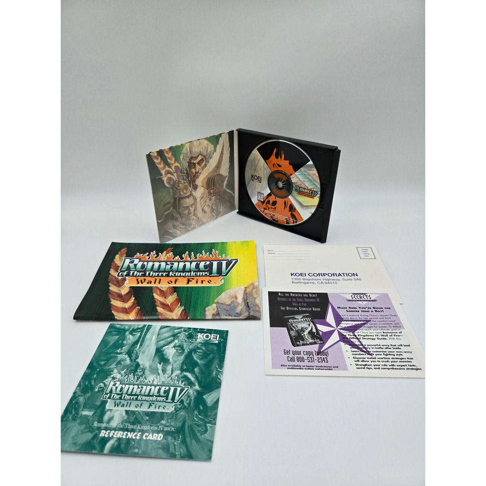 Romance of the Three Kingdoms IV Wall of‎ Fire PC CD-ROM Koei 1995 CIB No Box